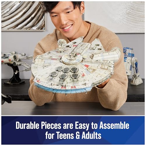 4D Build Star Wars Millennium Falcon 3D Model Kit, Star Wars Gifts, Desk Decor for Fans & Collectors, 223 Pieces, 3D Puzzles, Gift Ideas for Ages 12 & Up - style: Millennium Falcon 223 pcs