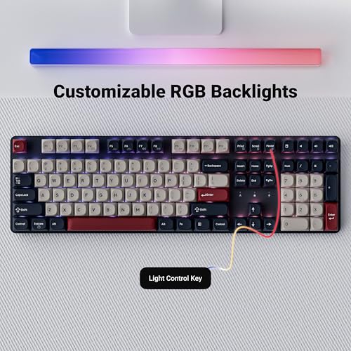 Keychron KJ5 Wireless Mechanical Keyboard, 2.4 GHz Bluetooth QMK 100% Layout RGB, Hot-swappable Brown Switch Compatible with Mac Windows Linux, Non-Shine-Through PBT Keycaps for Gaming - Dark Blue - color: Brown Switch