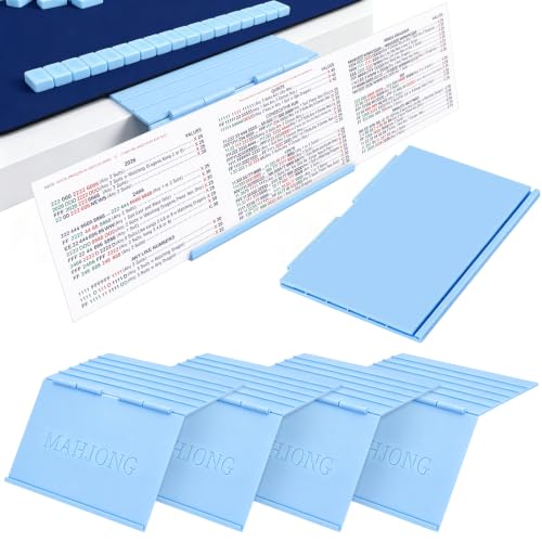 4 Packs Mahjong Card Holder for Table, Foldable Under Mat Slide-in Plastic Tile Racks 3D Space-Saving Angled Stand Table Accessories for American Mahjong Cards Game Night(Flower,Blue) - color: Blue