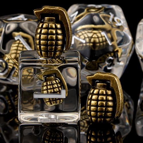 DND Resin Bomb Dice Set, D&D Polyhedral Dice for Dungeons and Dragons RPG, MTG Role Playing Games D and D Dice 7pcs D20 D12 D10 D8 D6 D4 for Ages 15 and Up - color: Bomb