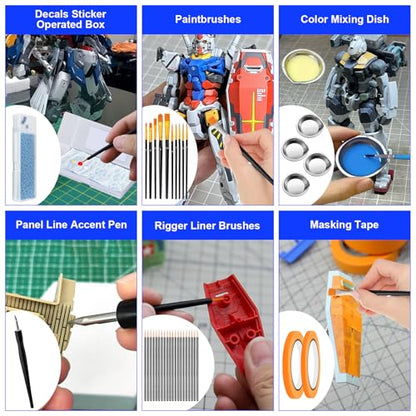 242 Pcs Gundam Tool Kit, Professional Model Tool Kit for Gundam, Model Kit Tools with Decals Sticker Operated Box, Gunpla Tool Kits for Adults, Model Building Tools Hobby Tools for Repairing Painting - color: 242pcs