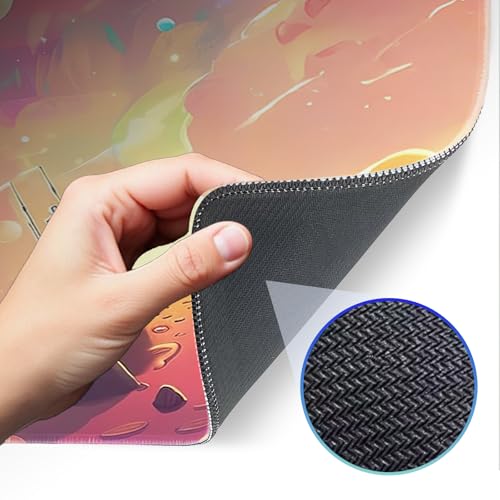 Gaming Mouse Pad, Non-Slip Rubber Band Stitched Edge, Astronaut Planet Space, Suitable for Home, Gaming, Office, 31.5x11.8 Inch Anime Mouse Pad - color: Universe space