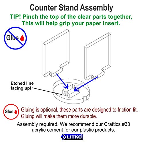 Wargame Counter Stands | Chit Holders | 1-Inch | Clear | Holds 25.4mm square card markers upright | Snap-fit, glue optional | Pack of 10 | Laser-cut | Hex-grid & magazine games