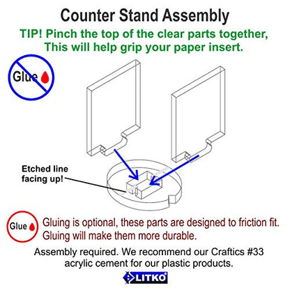 Wargame Counter Stands | Chit Holders | 1-Inch | Clear | Holds 25.4mm square card markers upright | Snap-fit, glue optional | Pack of 10 | Laser-cut | Hex-grid & magazine games