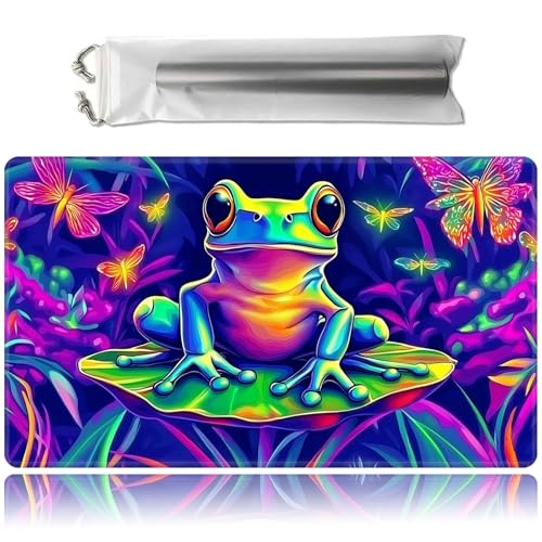 for MTG Game Playmat with Storage Bags,Game Mat 24 x 14 inches,TCG and Board Game Mat for Cards,Mousepad Desk Mats-Frog - color: Frog, size: No With Zones