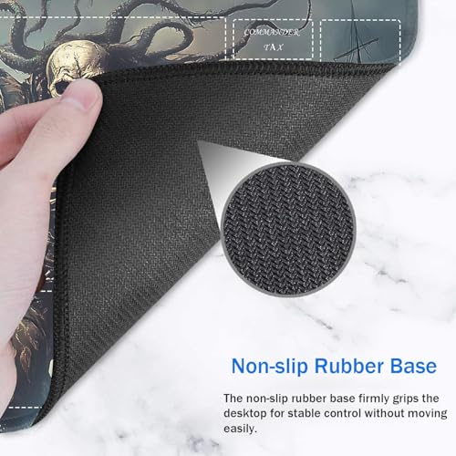 for MTG/TCG Playmat with Zones, 24 x 14 inches Trading Card Playmat with A Storage Bag and 6 Dice, Non-Lip Rubber Bottom Game Desk Mat, Skeleton Pirate - color: Yux-playmats-2-3A-243
