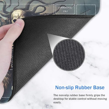 for MTG/TCG Playmat with Zones, 24 x 14 inches Trading Card Playmat with A Storage Bag and 6 Dice, Non-Lip Rubber Bottom Game Desk Mat, Skeleton Pirate - color: Yux-playmats-2-3A-243