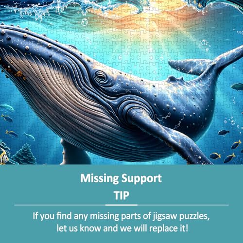 Puzzles for Adults 1000 Pieces, Ocean Blue Whale Jigsaw Puzzles 1000 Pieces for Adults, Circle Puzzles with Letters On Back, Challenging Family Game, 26.5 x 26.5in - color: Ocean Blue Whale