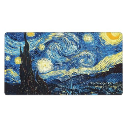 MTG Playmat Starry Night Painting TCG Mat Board Game Card Game Trading Card Game Play Mat Desk Pad Original Hand Painted Stitched Edges Smooth Surface Rubber Base 23.6x13.8in