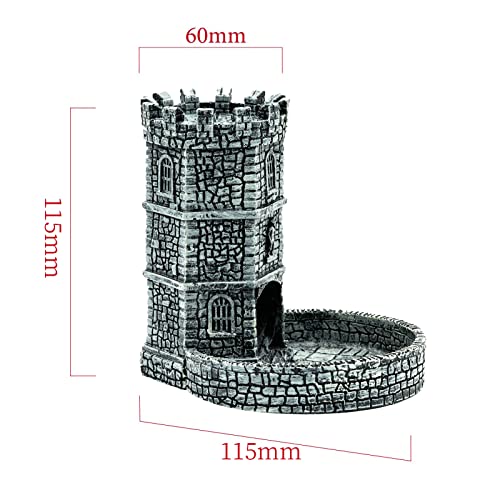 Dice Tower D&D Castle Dice Rolling Tower for Role Playing Games | Grey, Resin Material, D&D Accessory, DM Gift, for Dungeons and Dragons RPG Board Games Tabletop Games - color: Grey