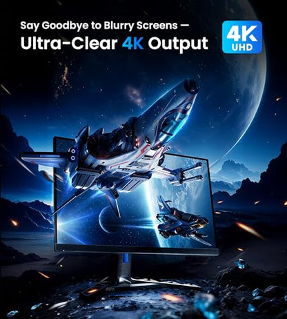 4K HDMI Splitter 1 in 4 Out, Supports 1080P@120Hz, Up to 100ft Transmission | Powered 1x4 HDMI Splitter with 5V DC UL Power Adapter, Mirror Display Only, Compatible with TV, PS5, Xbox, Projector
