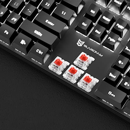 Merdia Mechanical Keyboard Gaming Keyboard | Red Switch, White Backlit Keyboard | 104 Keys US Layout | Wired Gaming Keyboard | Hot Swappable Mechanical Keyboard | PC Gaming Keyboards (Black) - color: Red Switch Black
