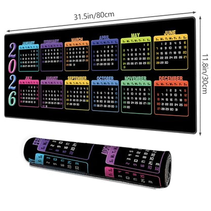 Galdas Gaming Mouse Pad XXL XL Large Long Extended Big Mousepad Non-Slip Rubber Keyboard Mouse Pad with Stitched Edges for Laptop Home Office (2026 Calendar, 31.5 * 11.8) - color: 2026 Calendar