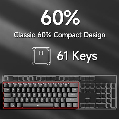 KEMOVE K61SE Gaming Mechanical Keyboard, 60 Percent Wired RGB Backlit N-Key Rollover Compact Mini 61 Keys Keyboard for PC Laptop, Blue Switch - color: Black-RGB, size: Blue Switch