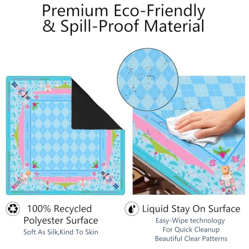 Blue Mahjong Mat for Table, 31.5*31.5in Anti Slip American Mahjong Table Cloth, Noise Reduction, Neoprene Mah jongg Mat with Carrying Bag & 3 Dices, Mahjong Accessories Gift for Board Tile Games Mats - color: Blue03