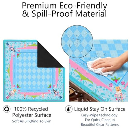 Blue Mahjong Mat for Table, 31.5*31.5in Anti Slip American Mahjong Table Cloth, Noise Reduction, Neoprene Mah jongg Mat with Carrying Bag & 3 Dices, Mahjong Accessories Gift for Board Tile Games Mats - color: Blue03