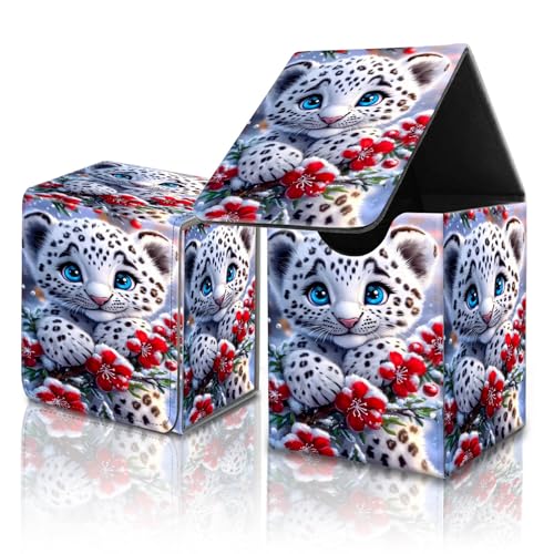 for MTG Commander Card Deck Box,Trading Card Storage Box with Magnetic Closure,Fits 120+ Single Sleeved Cards,Deckbox,Fits Sports TCG/CCG/MTG Accessories,﻿Cute Little Leopard - color: Cute Little Leopard