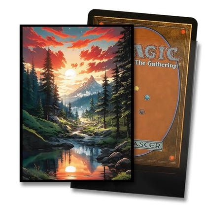MTG Card Sleeves - Taiga(Red Green) - Fantasy Dual Lands Series - Ultra Clear Front & Matte Finish Back, 100 Count Standard Size TCG Art Sleeves for Magic The Gathering - color: Taiga(red Green)