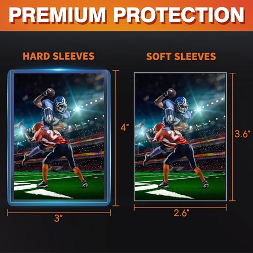 400 Card Sleeves, Clear Hard Sleeves for Cards, 3"X4" Baseball Card Sleeves, Hard Plastic Card Protectors for Trading Sports Football Game Cards (200 Hard Sleeves+200 Penny Sleeves) - size: 200 pcs + 200 pcs Clear