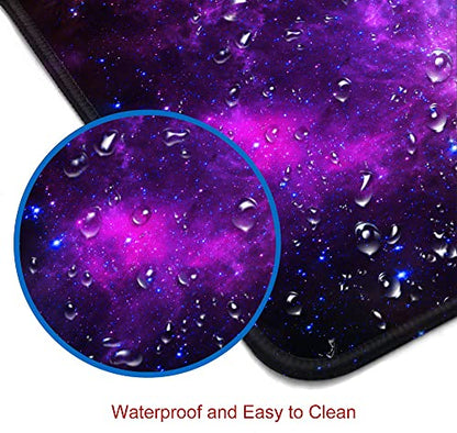 Gaming Mouse Pad, Large Mouse Pads for Desk, Non-Slip Rubber Base Mousepad, Keyboard Mouse Mat Desk Pad with Stitched Edges, 31.5x11.8 inch Galaxy - color: 02 Galaxy