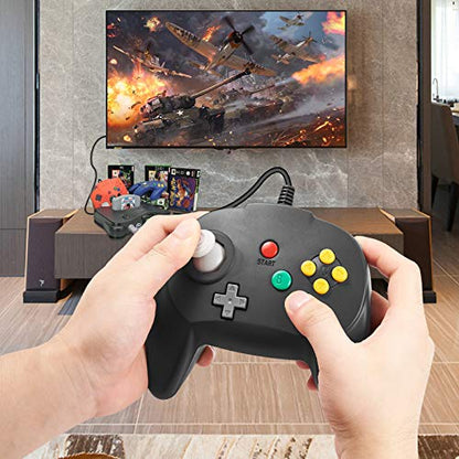 KIWITATA N64 Mini Controller, Retro N64 Wired Bit Game Pad Upgraded Joystick Remote Controller for Classic N64 Console (Black) - color: black