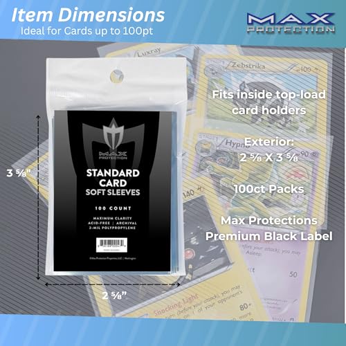 Max Protection Regular Trading Card Size Soft Sleeves - 100ct Pack (1000 Sleeves) - size: 1000 Sleeves