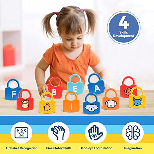 Alphabet Learning Toys, Lock and Key Toddler Toy for Ages 2-4, Preschool Learning Activities, Kindergarten Classroom Must Haves, ABC Montessori Toys for 3 Year Old