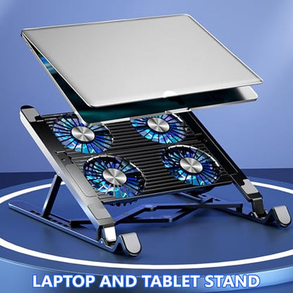 Laptop Cooling Pad LED Gaming Laptop Coolers Quiet Cooling Fan Folding Bracket for Laptop Height Stand - style: BK-B