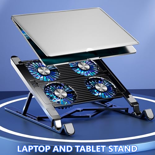 Laptop Cooling Pad LED Gaming Laptop Coolers Quiet Cooling Fan Folding Bracket for Laptop Height Stand - style: BK-C