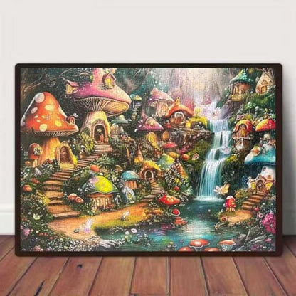 Mushroom Castle 1000 Piece Puzzle for Adults,Mushroom Garden Waterfall Puzzles for Adults 1000 Pieces,Challenging and Hard Difficult Mosaic Jigsaw Puzzles Toy Games 1000Pieces 27.5 X 19.7inch - color: Mushroom Castle