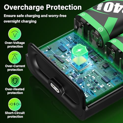 Rechargeable Battery Pack for Xbox Controller, 2x6240mWh Rechargeable Batteries Pack for Xbox One/Xbox Series X|S Xbox One S/Xbox One X/Xbox One Elite Controller Accessories Play and Charge Kit