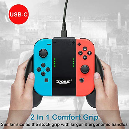 Kinvoca Charging Grip, Ergo Comfort Grip for Nintendo Switch Controllers, Portable Charger Dock with 79in USB-C Cable and Battery Indicators, High Speed Charge While Play - size: Grip for Original Controller ONLY
