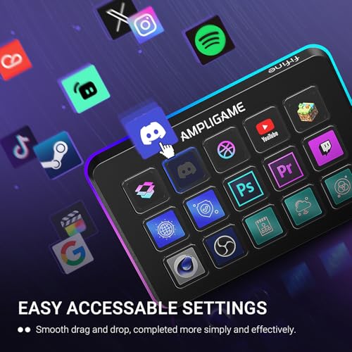 FIFINE AmpliGame Stream Controller with 15 Macro Keys, Streaming Keyboard with Trigger Actions in OBS/Twitch/YouTube/Streamlabs, Shortcut Buttons Keypad Works with Mac and PC-D6 - color: Black