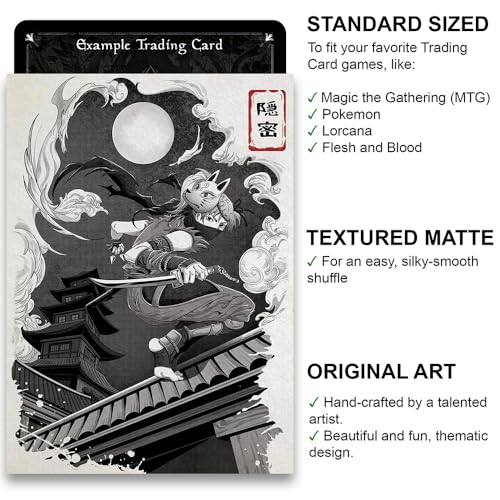 Kunoichi's Mission - Japanese Inked Yokai Series - Ninja - 100 Textured Matte TCG Card Sleeves - Fits Magic MTG Commander Pokemon and Other Card Games - Playing Card Sleeves - color: 172