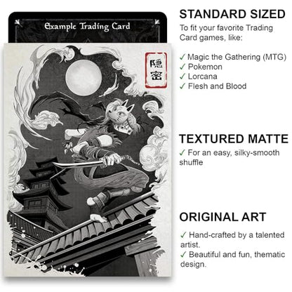 Kunoichi's Mission - Japanese Inked Yokai Series - Ninja - 100 Textured Matte TCG Card Sleeves - Fits Magic MTG Commander Pokemon and Other Card Games - Playing Card Sleeves - color: 172