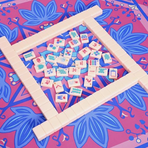 Jongyance American Mahjong Tile Set with Carrying Bag and Accessories, 160 Acrylic Engraved Mahjong Tiles for Beginners - color: Shell Pink