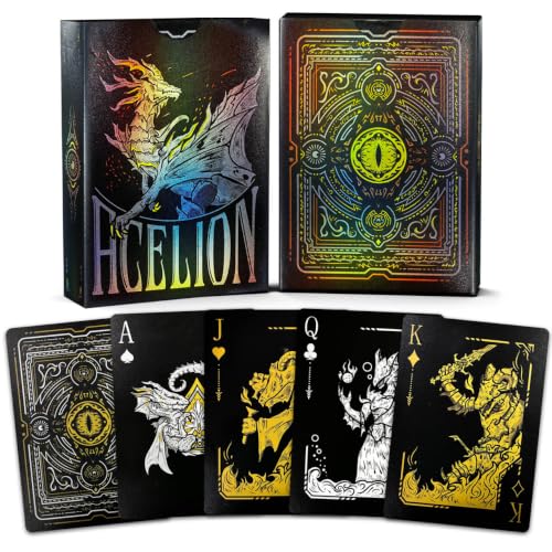 WJPC Easy Shuffling Plastic Waterproof Playing Cards,Cool Black Dragon Poker Cards for Game and Party, Deck of Cards（Dragon - color: 1215longkuan