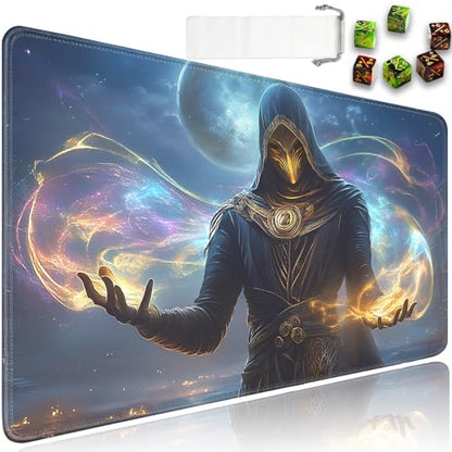 for MTG Game Playmat - 24 x 14 inches with Dices and Storage Bags, Non-Slip Base for TCG and Board Game Card Mats, Trading Card Games Mat, Mysterious Wizard Pattern Collectible Card Playmats - color: Jv-playmat-p7-1-g184