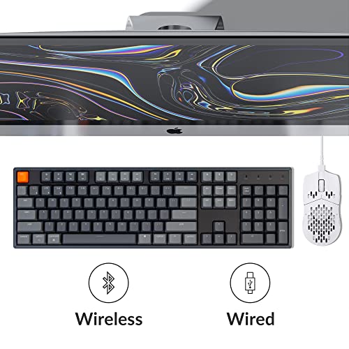 Keychron K10 Full Size 104 Keys Bluetooth Wireless/USB Wired Mechanical Gaming Keyboard with Keychron Super Brown Switch/RGB Backlight/Multitasking Computer Keyboard for Windows/Mac, Aluminum Frame - color: Keychron Super Brown Switch