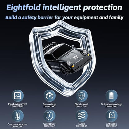 65W Fast Charging Desktop Charger, 3-Port USB-C & USB-A GaN Power Station, Racing Car Design with Intelligent Power Allocation, Compatible with iPhone, Android, iPad, Laptop & Earbuds (Black) - color: Black