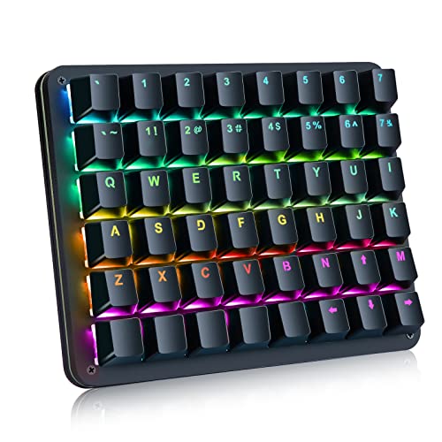 Koolertron One Handed Mechanical Gaming Keyboard, 48-Key Fully Programmable Mini Keypad, Mini USB Macro Keyboard with RGB LED Backlit, for Windows PC Gamer (48 Keyboard/Red Switches) - style: 48 Keyboard/Red Switches