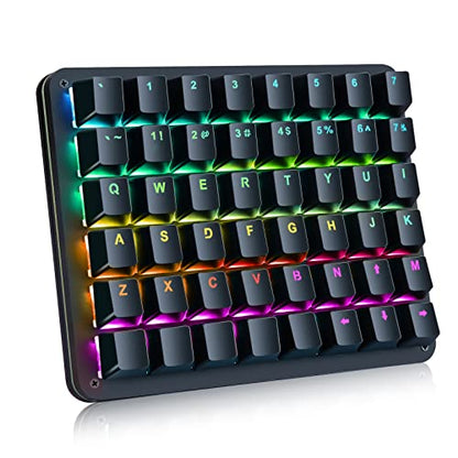 Koolertron One Handed Mechanical Gaming Keyboard, 48-Key Fully Programmable Mini Keypad, Mini USB Macro Keyboard with RGB LED Backlit, for Windows PC Gamer (48 Keyboard/Red Switches) - style: 48 Keyboard/Red Switches