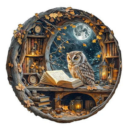 WOODBESTS Wooden Puzzles for Adults - Moonlit Owl Wooden Jigsaw Puzzle, Unique Animal Wood Puzzles Adult,Xmas Puzzle Gifts for Puzzles Lovers(100 Pcs, S, 8.5"x8.5") - size: Small