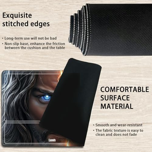 MTG Playmat with Zones, TCG Card Game Play Mat with Stitched Edges, Non-Slip Rubber Base Gaming Desk Mat, Smooth Surface 24 x 14 Inch, Jesus and the Devil - color: Jesus and the Devil, size: Zone 1