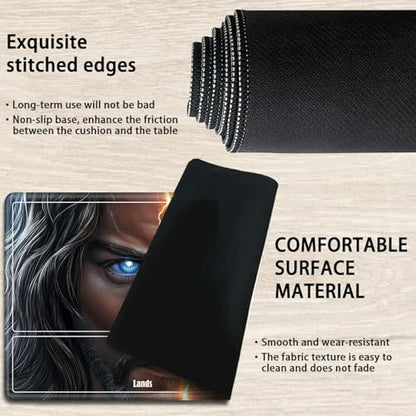 MTG Playmat with Zones, TCG Card Game Play Mat with Stitched Edges, Non-Slip Rubber Base Gaming Desk Mat, Smooth Surface 24 x 14 Inch, Jesus and the Devil - color: Jesus and the Devil, size: Zone 1