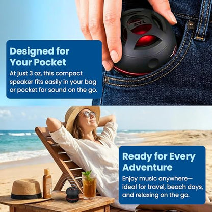 AYL Mini Speaker System, Portable Plug-in Speaker with 3.5mm Aux Input & 3.5 mm Jack, External Audio for Laptop, MP3, iPhone – Small Wireless Bluetooth Speaker with Built-in Mic (Black)