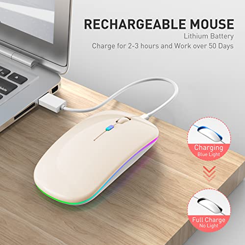 PEIBO Bluetooth Wireless Mouse for Laptop mac MacBook ipad MacBook air MacBook pro pc Desktop Computer Windows Chromebook Notebook (Cream White) - color: Cream white