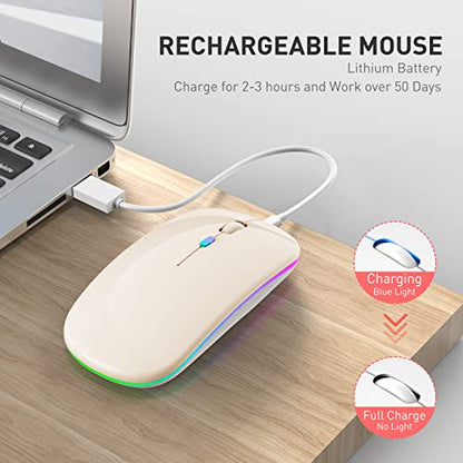 PEIBO Bluetooth Wireless Mouse for Laptop mac MacBook ipad MacBook air MacBook pro pc Desktop Computer Windows Chromebook Notebook (Cream White) - color: Cream white