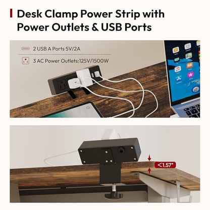 SANODESK Electric Standing Desk with Desk Clamp Power Strip 48"x 24" Whole-Piece Desktop Height Adjustable Stand Up Desk with Cable Management Sit Stand Home Office Desk Silver Frame/Rustic Brown Top - color: Silver Frame+rustic Brown Top, size: 48"x24"