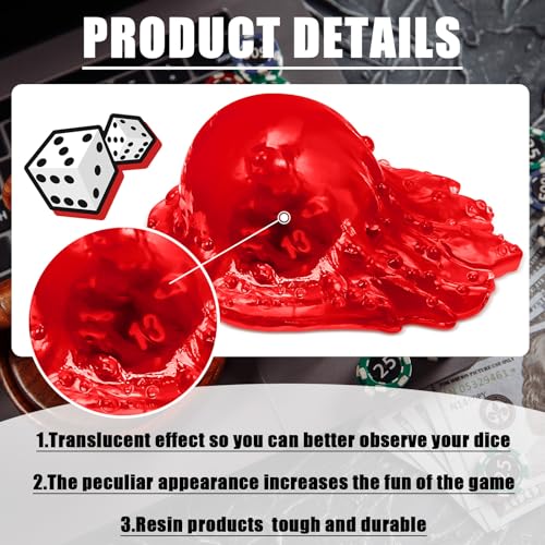 Deekin Translucent Cube Dice Storage with 7 Polyhedral Dice Set, Resin Cube Holder for TTRPG Tabletop Role Playing Game Fantasy Tabletop Gaming(Red) - color: Red